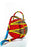 HANDMADE AFRICAN PRINT CIRCLE BAG RED, YELLOW, BROWN & BLUE BAG