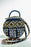 HANDMADE AFRICAN PRINT CIRCLE BAG NAVY BLUE, GOLD & WHITE BAG