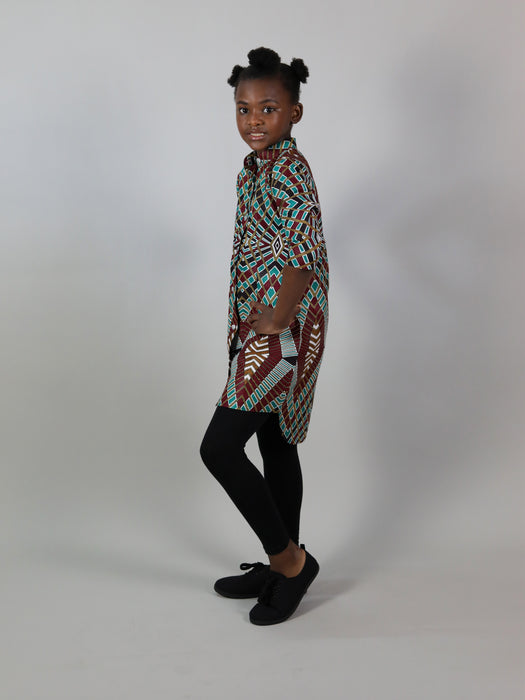 AFRICAN PRINT GIRLS' PANOG DRESS SHIRT - Afreekline
