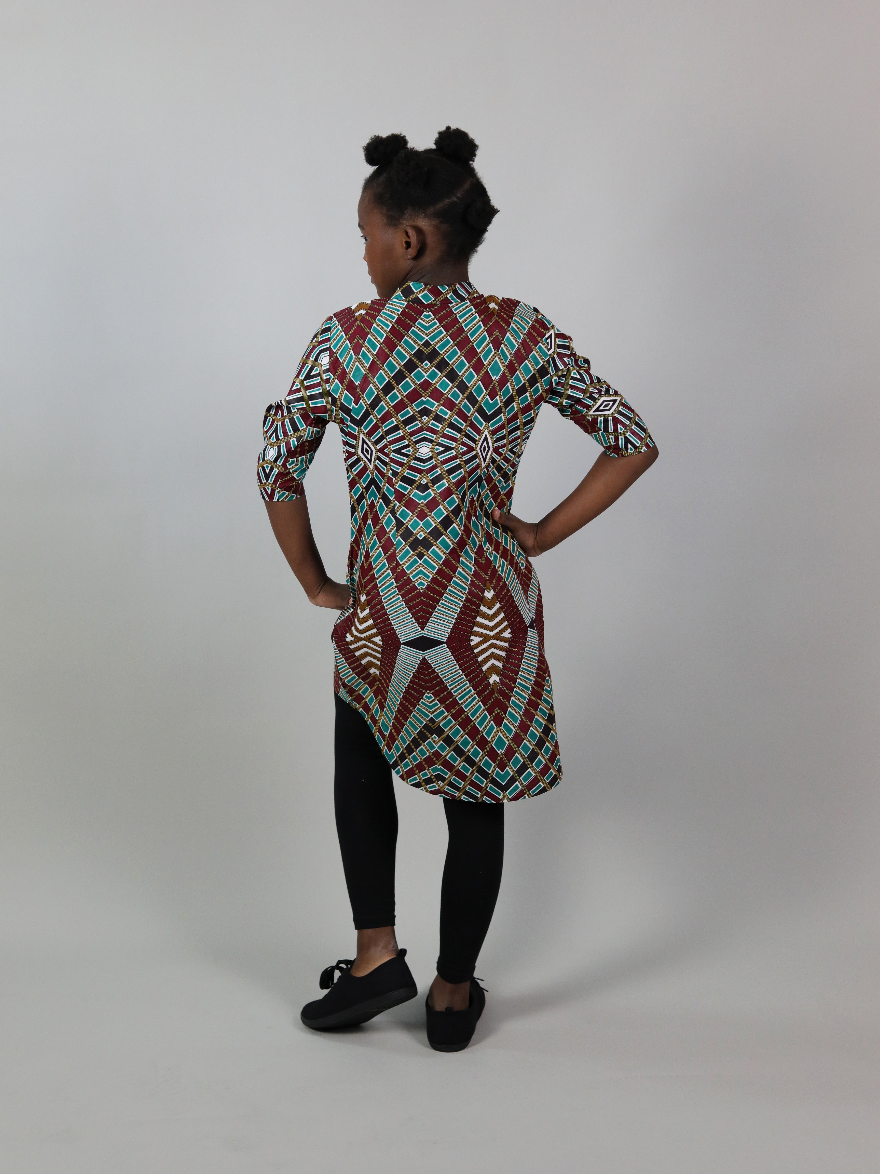 AFRICAN PRINT GIRLS' PANOG DRESS SHIRT - Afreekline