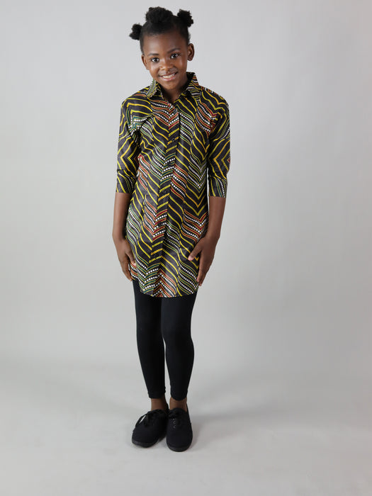 AFRICAN PRINT GIRLS' LINDOP DRESS SHIRT - Afreekline