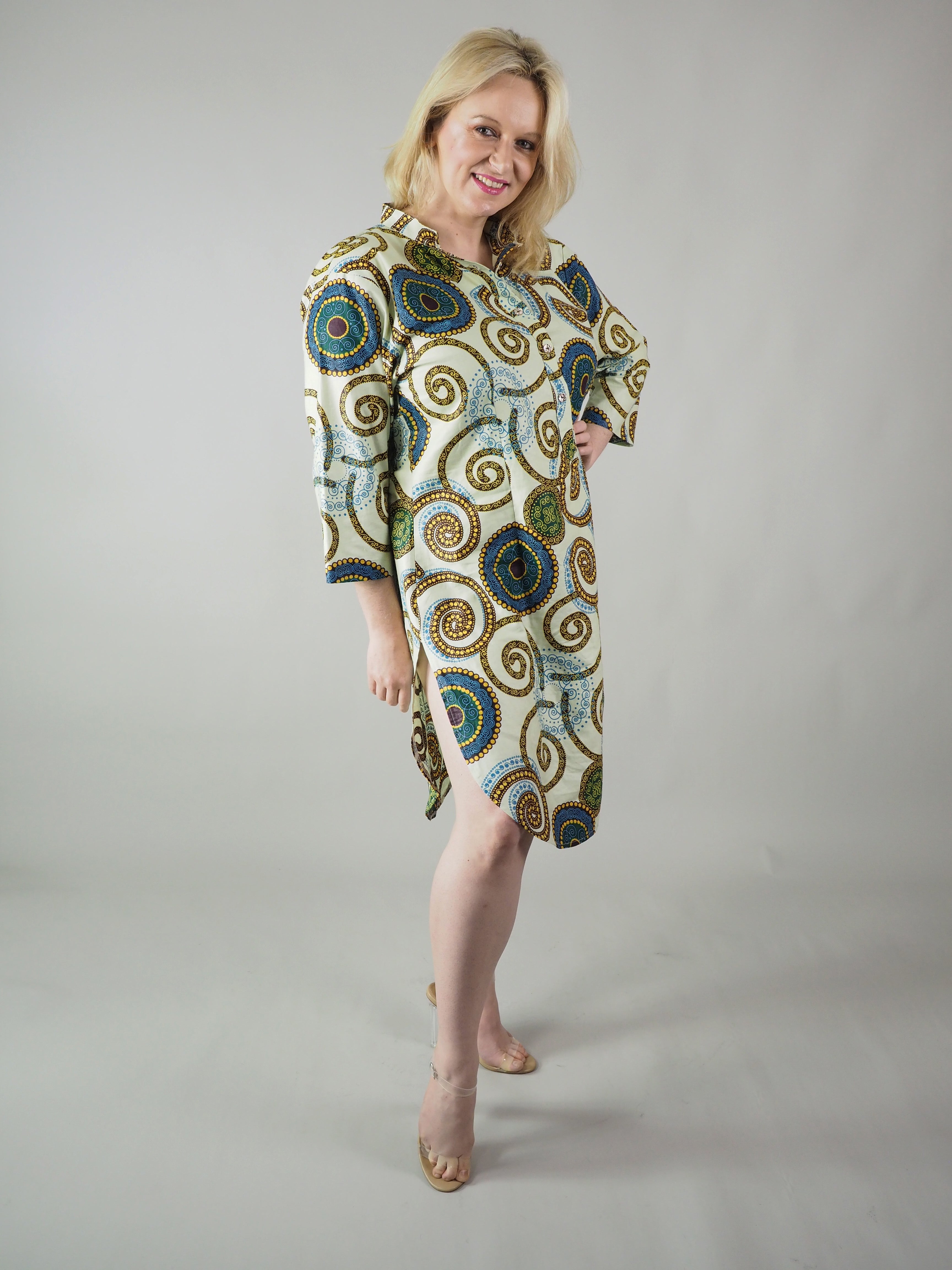 AFRICAN PRINT LADIES' AMELI SHIRT DRESS - Afreekline