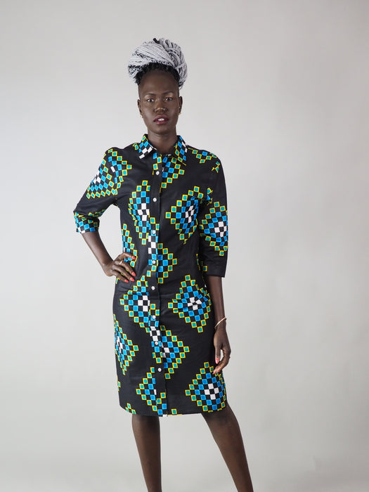AFRICAN PRINT LADIES' AYAN DRESS SHIRT - Afreekline