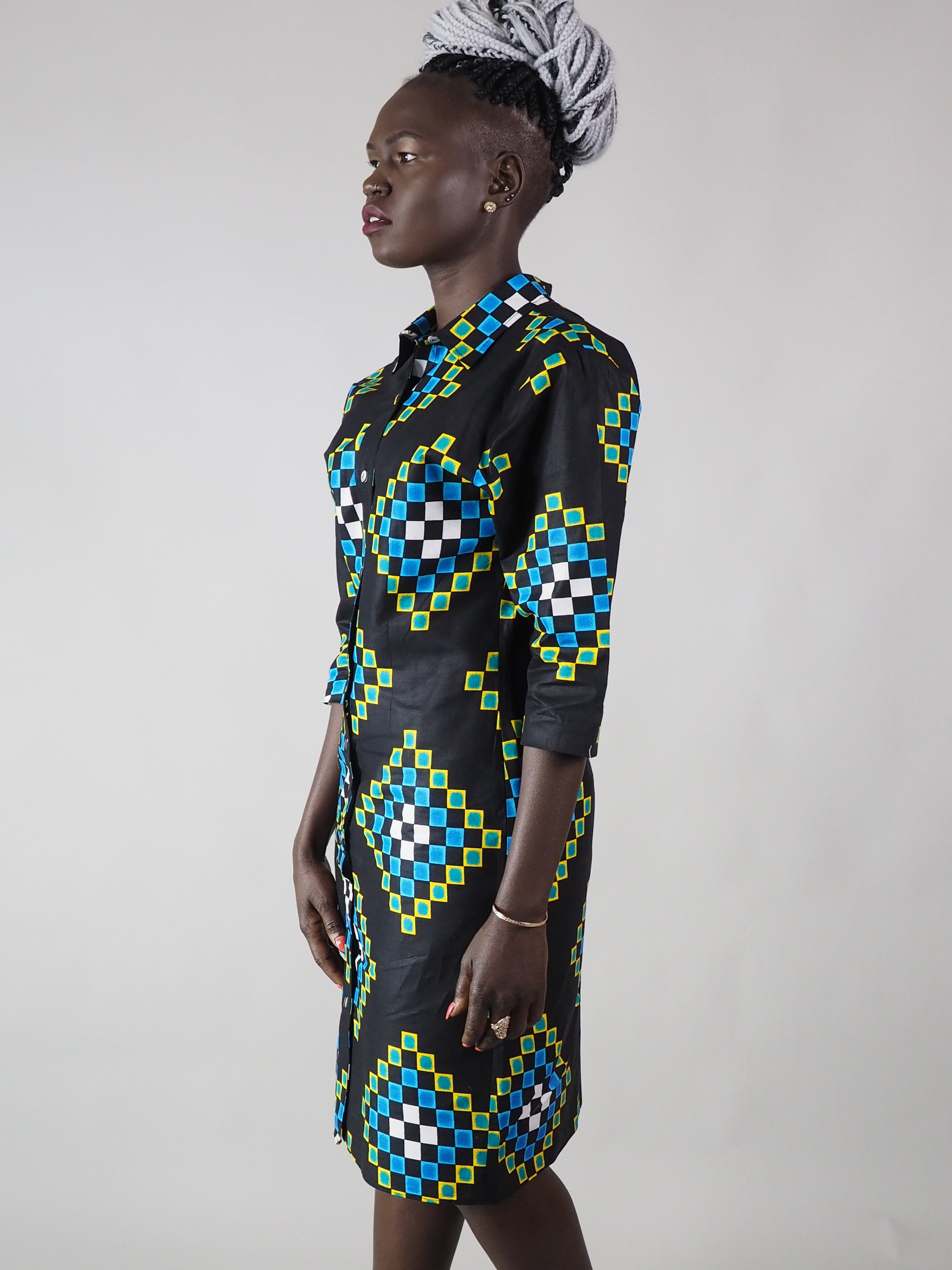 AFRICAN PRINT LADIES' AYAN DRESS SHIRT - Afreekline