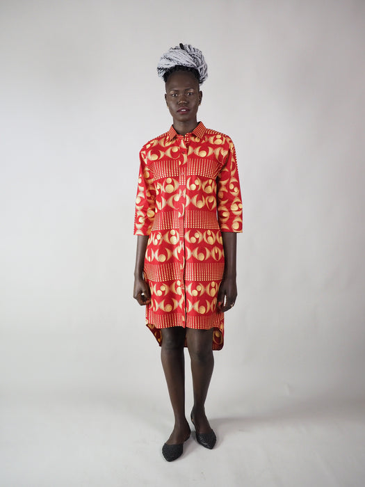 AFRICAN PRINT LADIES' JON-B DRESS SHIRT - Afreekline