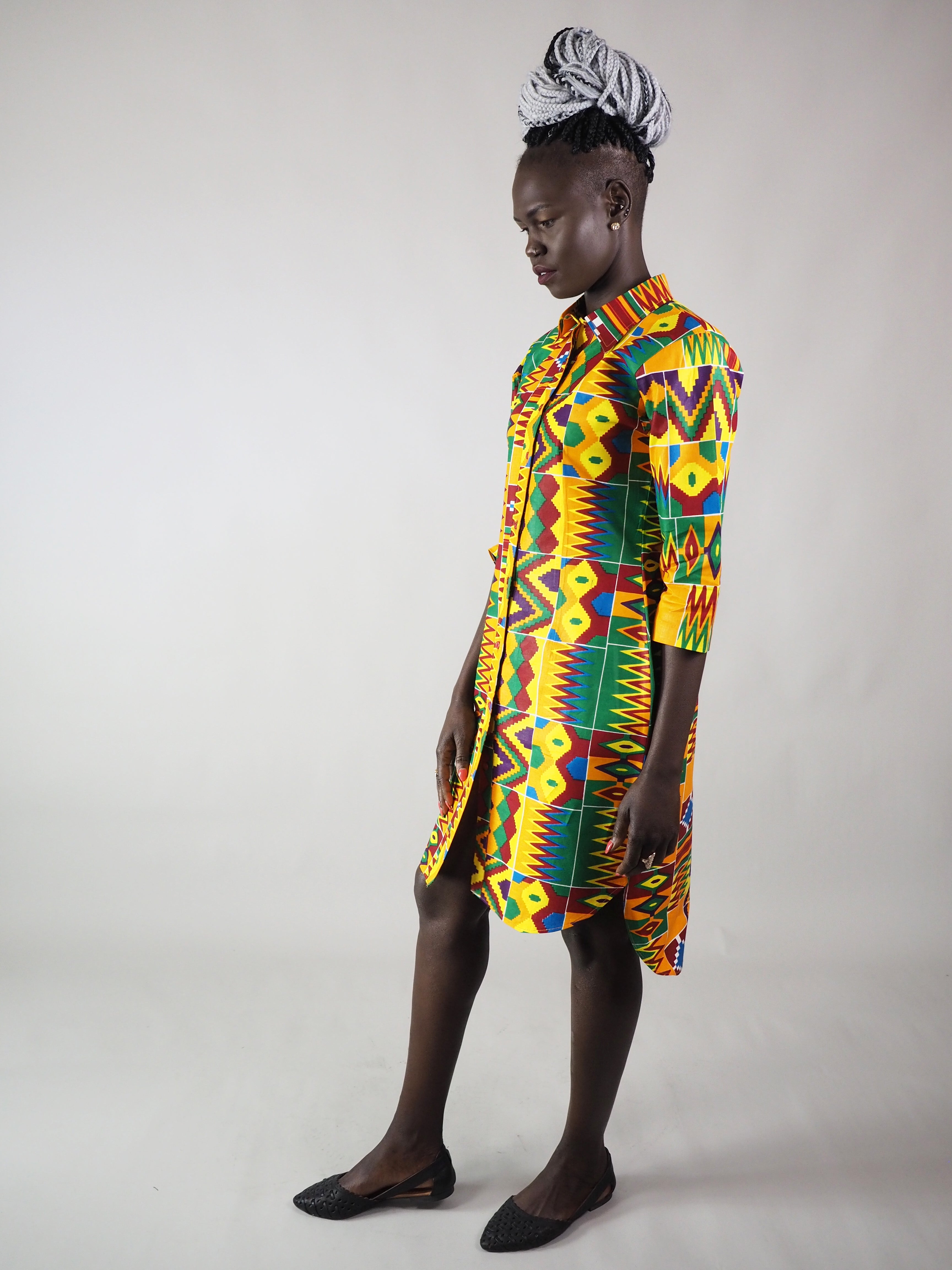 AFRICAN PRINT LADIES' D'TIA SHIRT DRESS - Afreekline