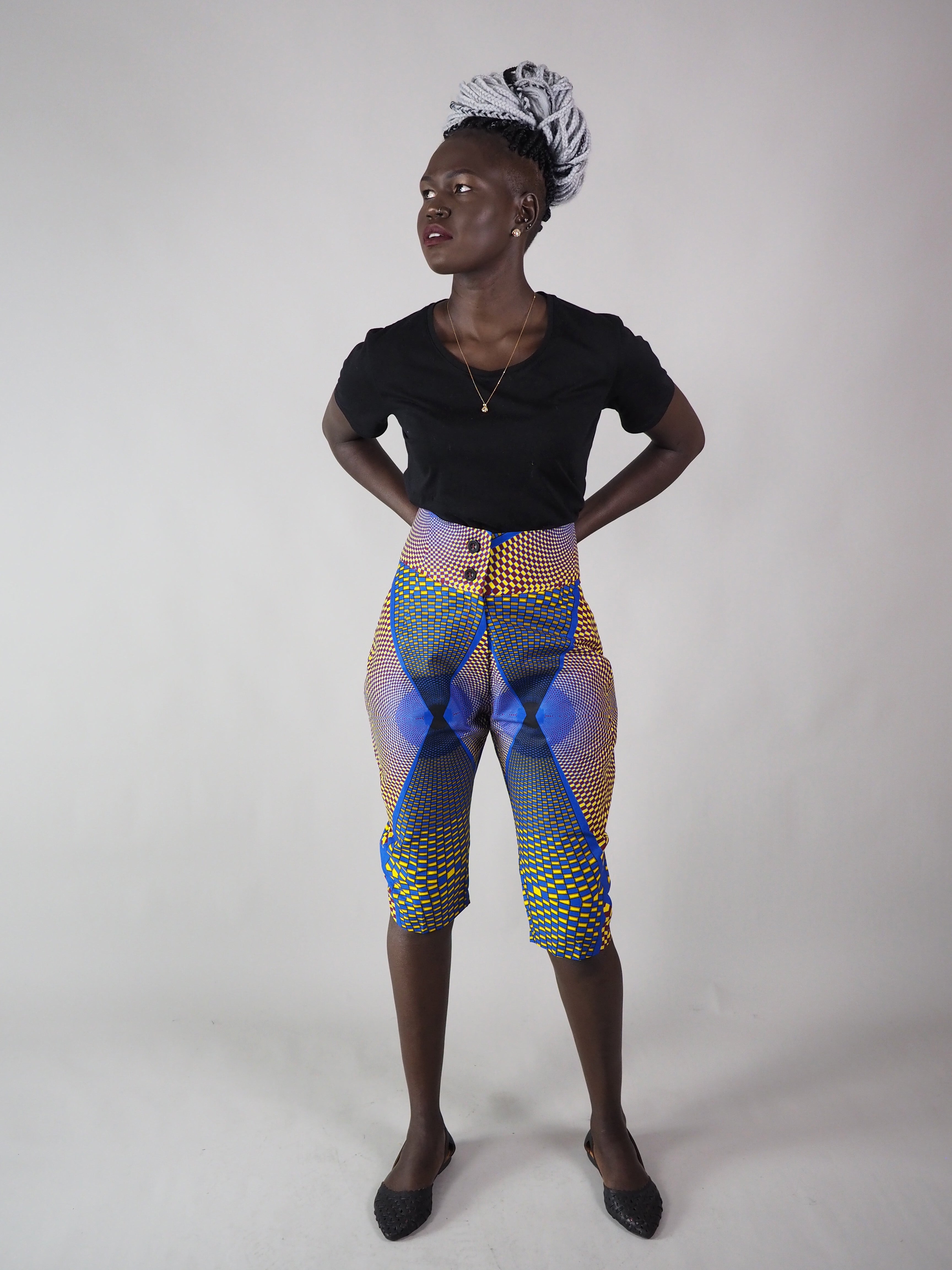 AFRICAN PRINT LADIES HIGH WAIST MAIRA SHORTS - Afreekline