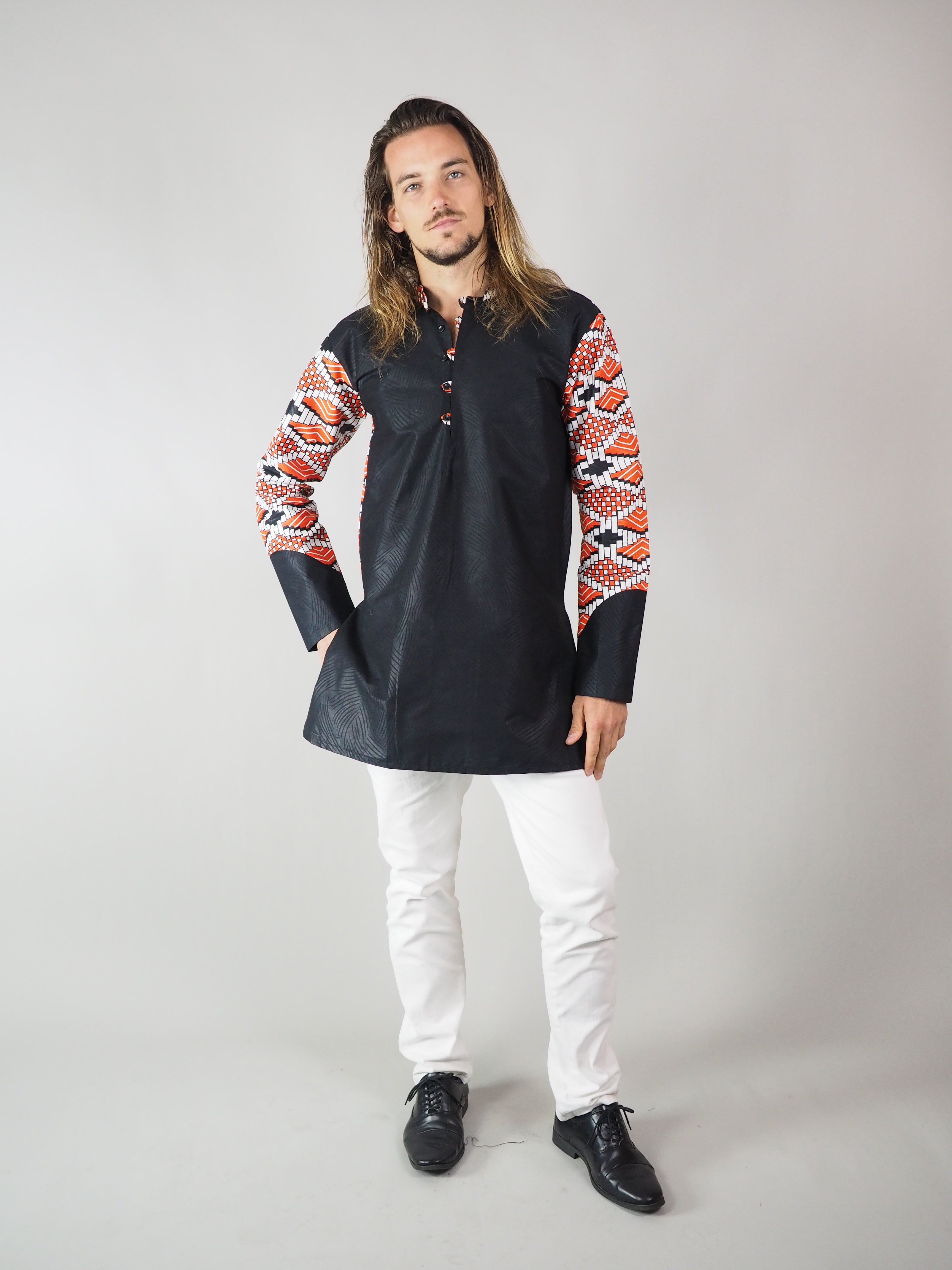 PANAY AFRICAN PRINT MEN'S LONG SLEEVE SHIRT - Afreekline