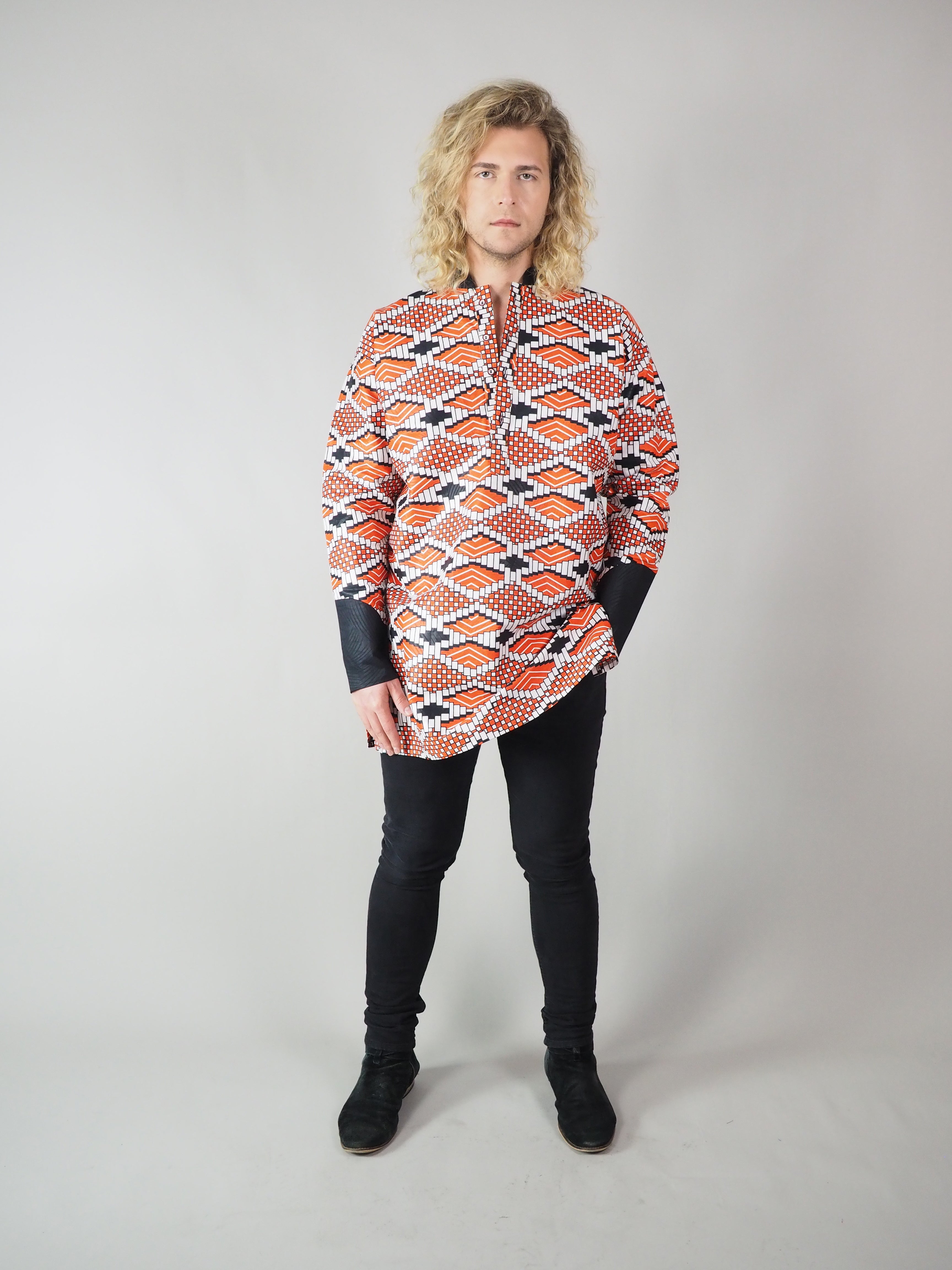 TAPOA AFRICAN PRINT MEN'S LONG SLEEVE SHIRT - Afreekline