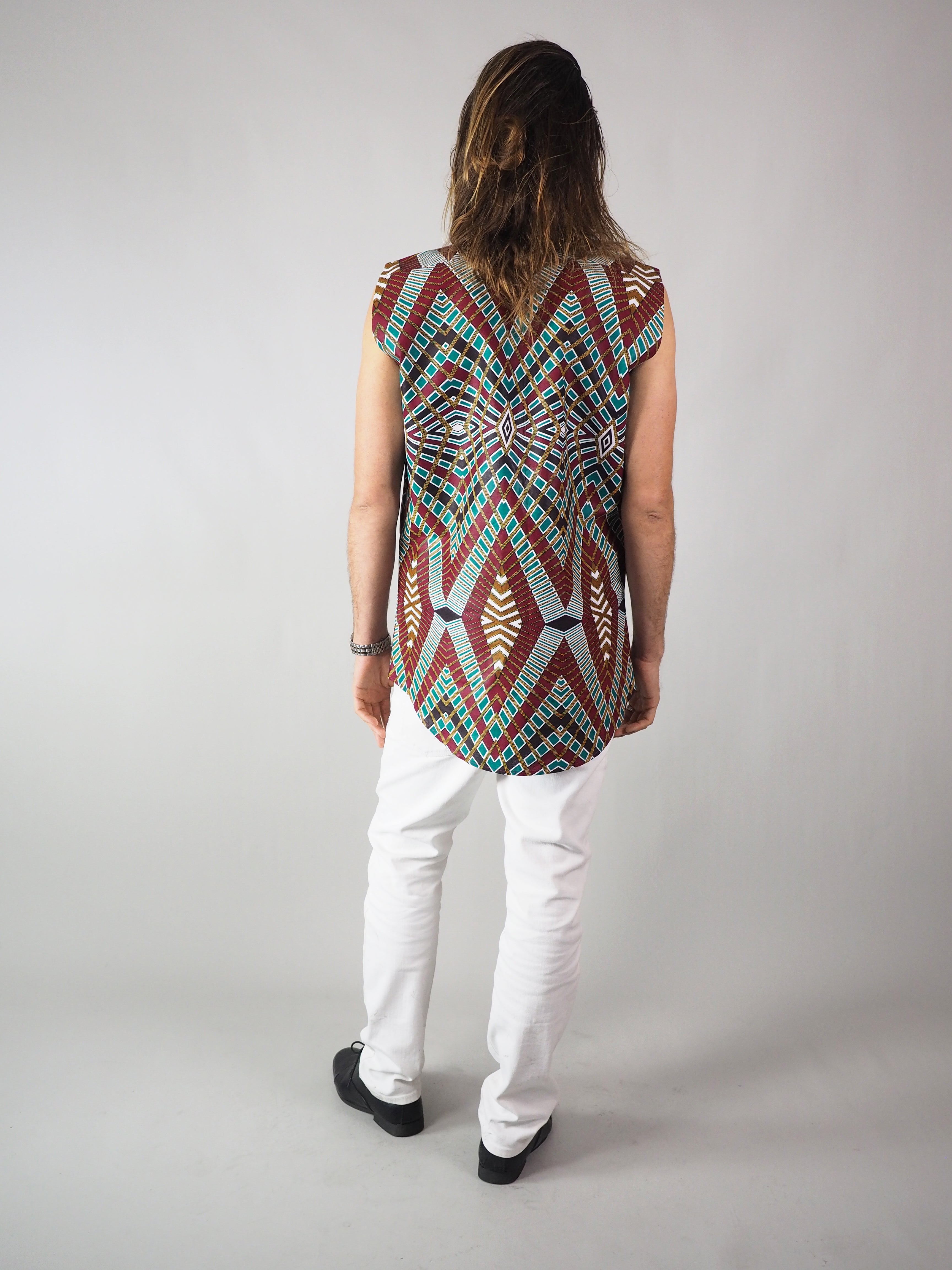 SERYA AFRICAN PRINT MEN'S SLEEVELESS SHIRT - Afreekline