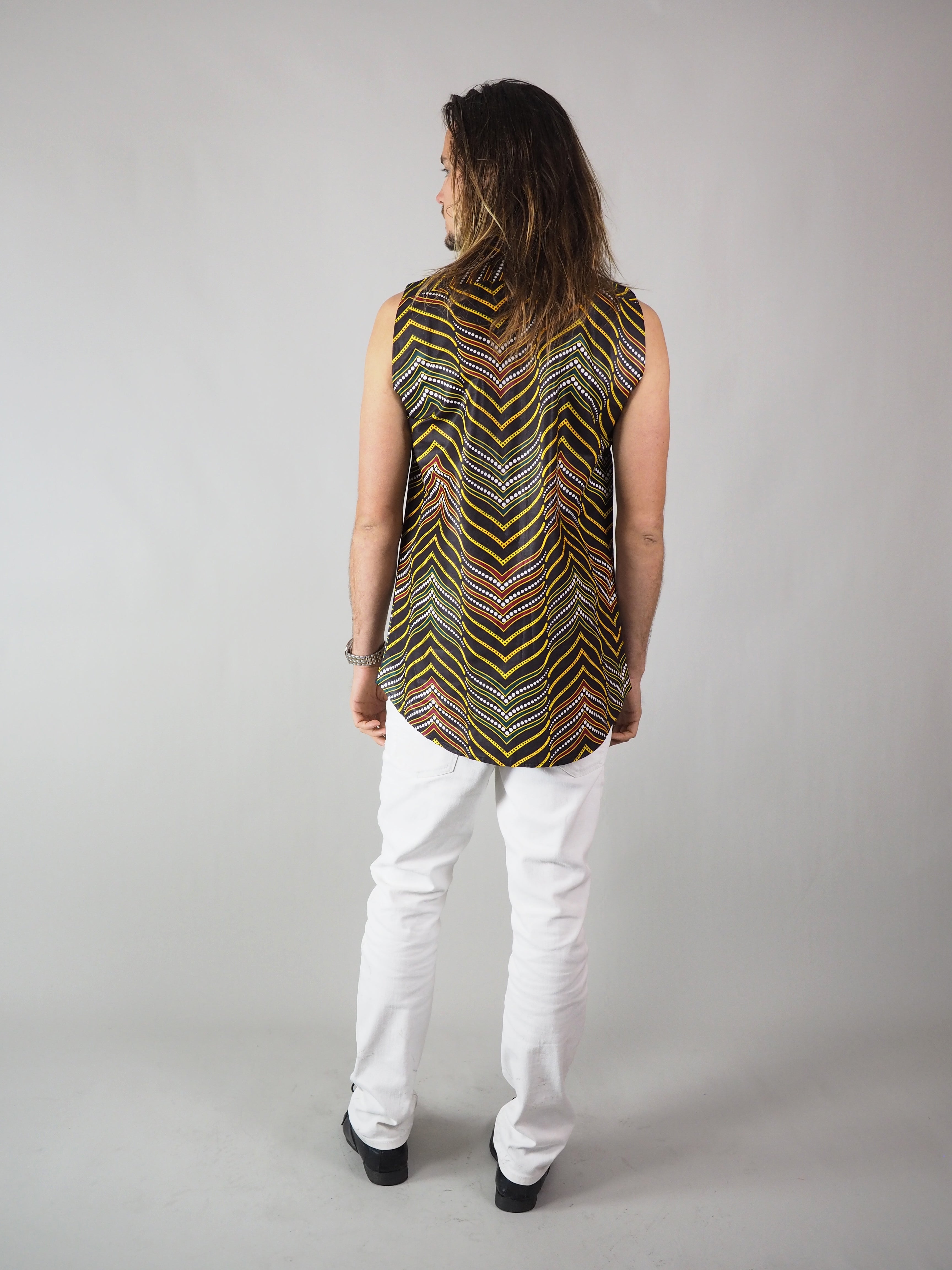 SAWOE AFRICAN PRINT MEN'S SLEEVELESS SHIRT - Afreekline