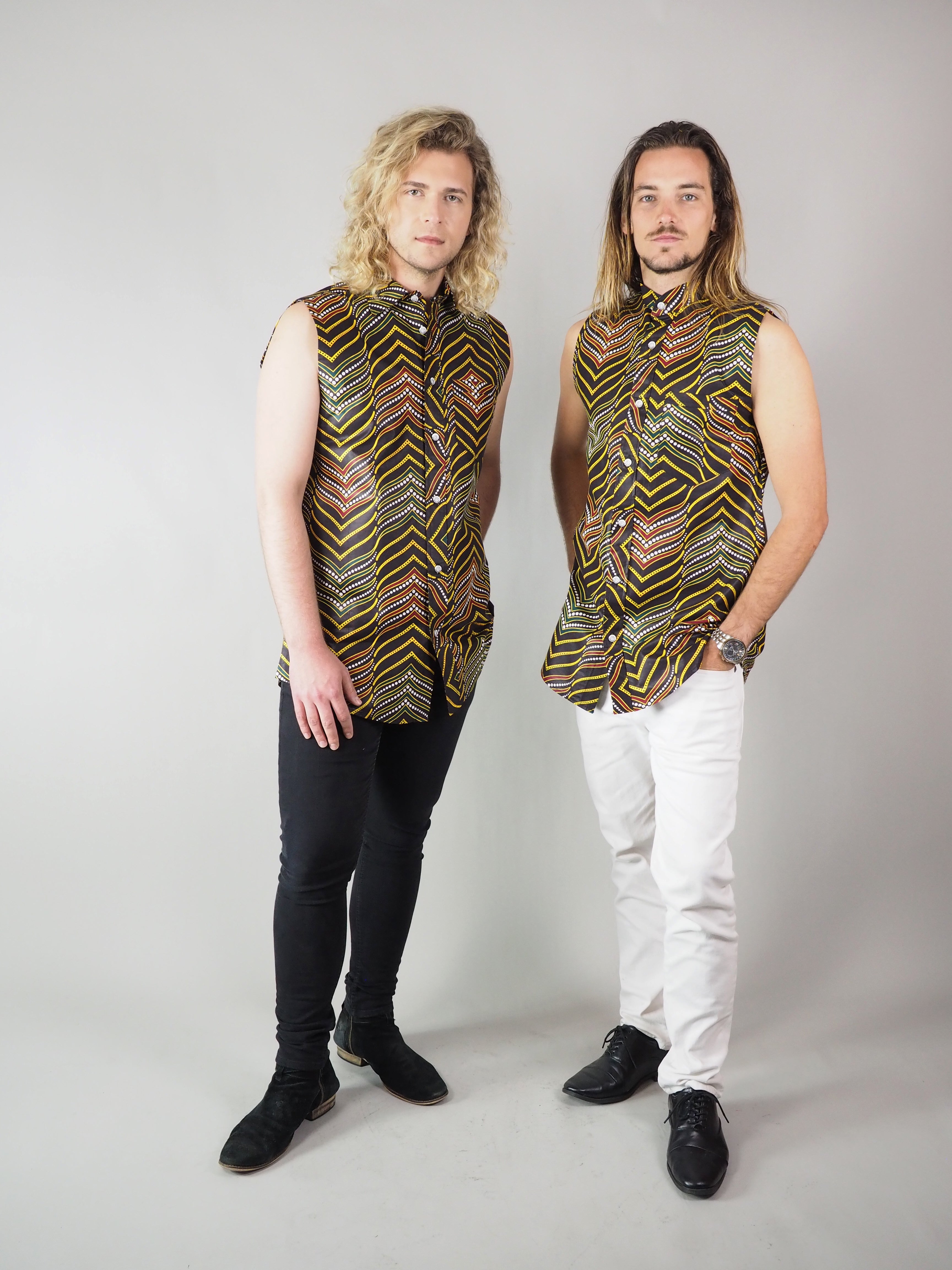 MOENA AFRICAN PRINT SLEEVELESS MEN'S SHIRT - Afreekline