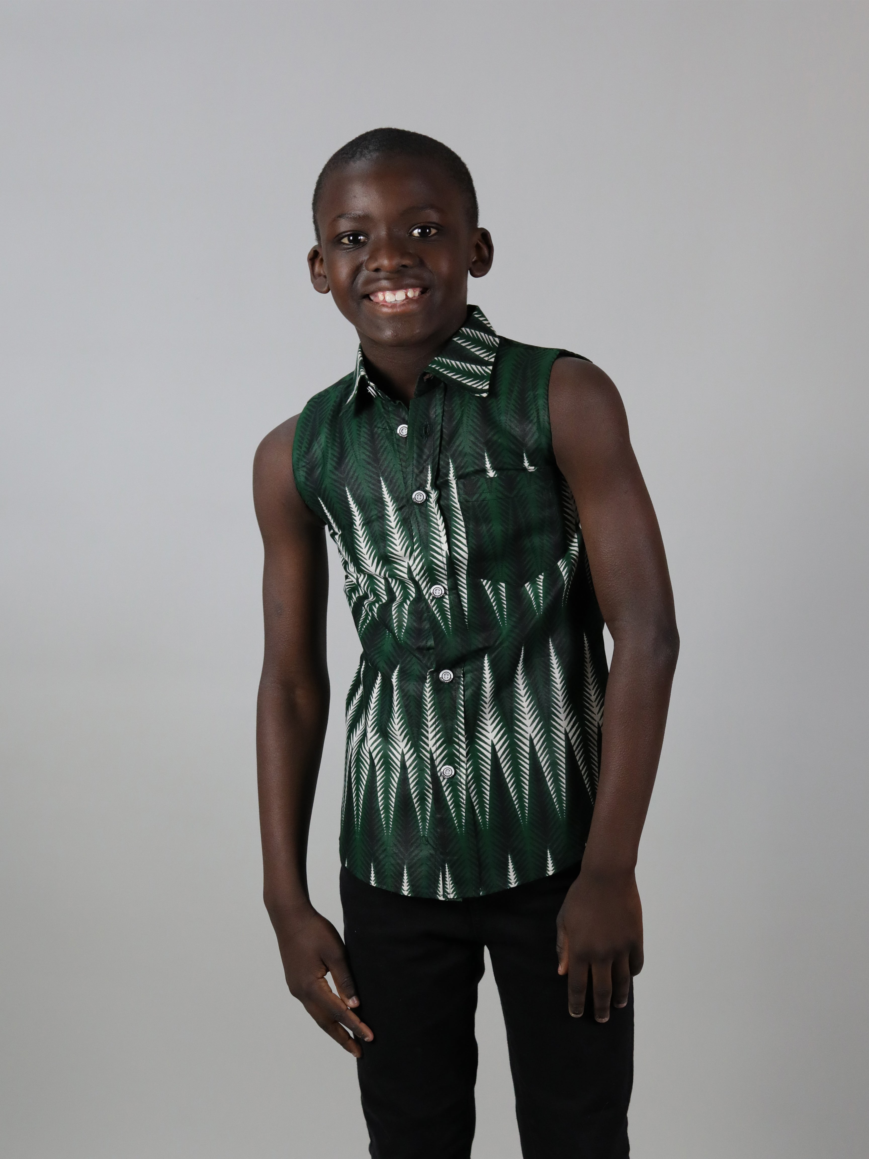 AMONA AFRICAN PRINT BOYS SLEEVELESS SHIRT - Afreekline