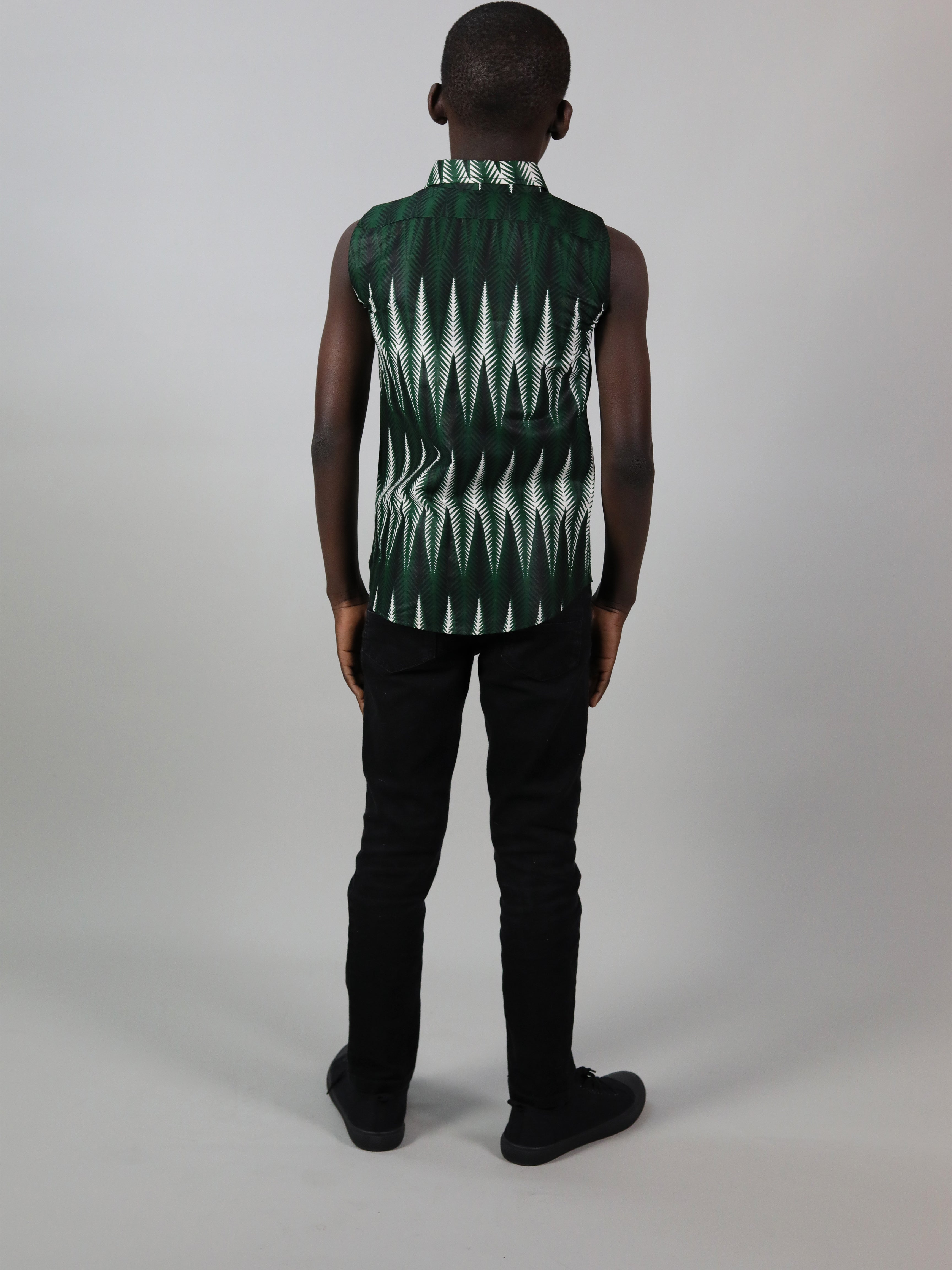 AMONA AFRICAN PRINT BOYS SLEEVELESS SHIRT - Afreekline