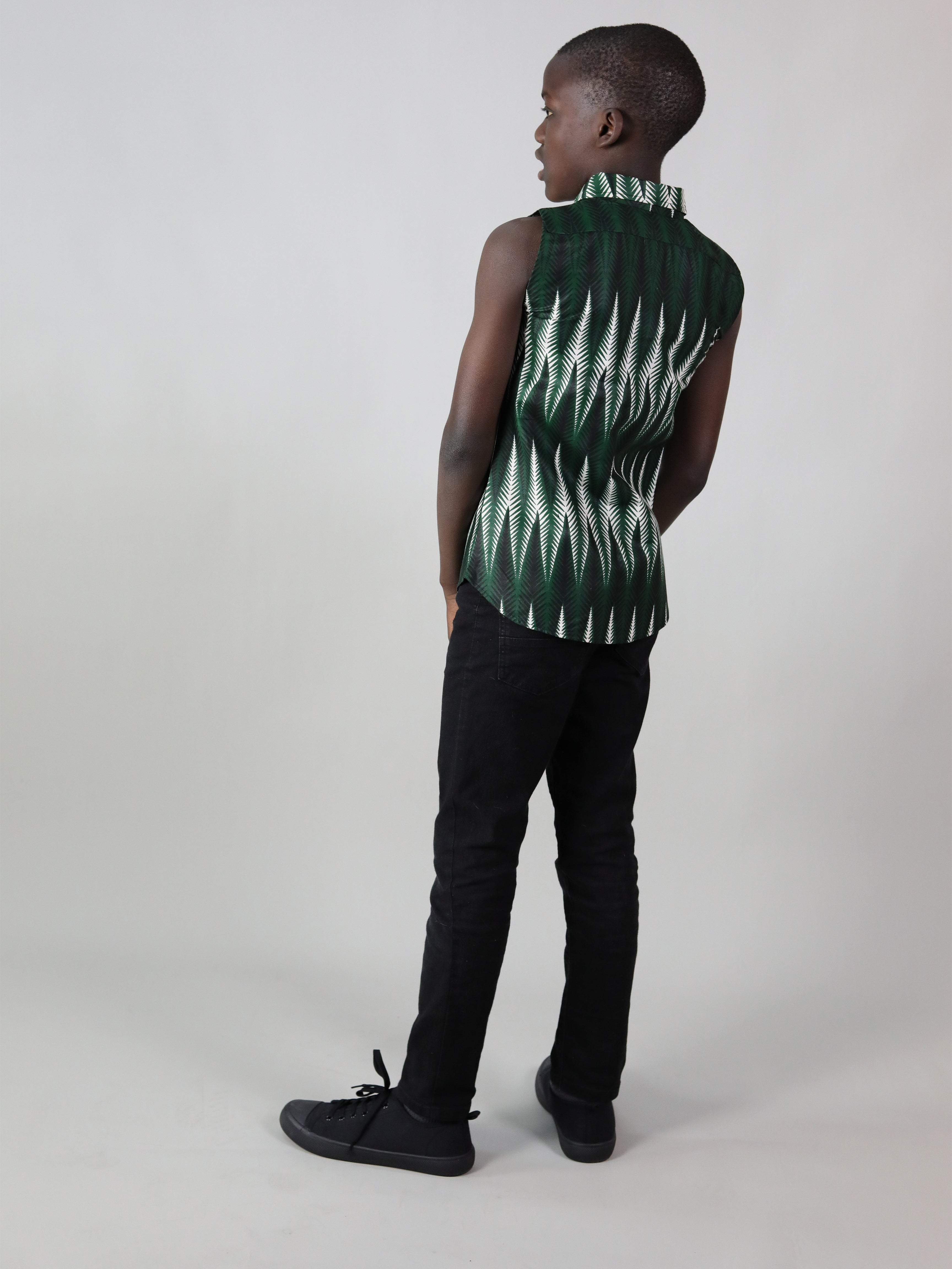 AMONA AFRICAN PRINT BOYS SLEEVELESS SHIRT - Afreekline