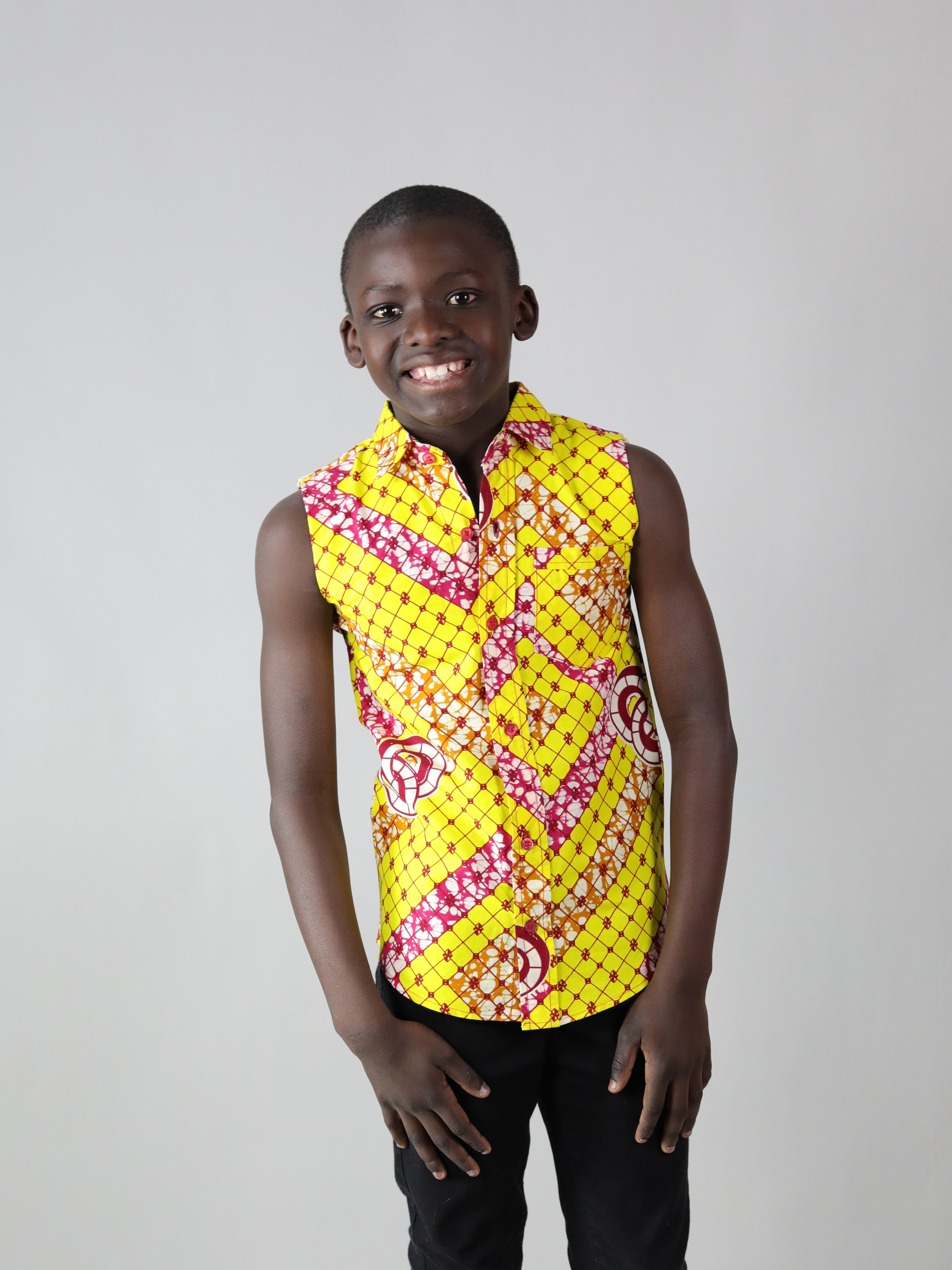 HOK AFRICAN PRINT BOYS SLEEVELESS SHIRT - Afreekline