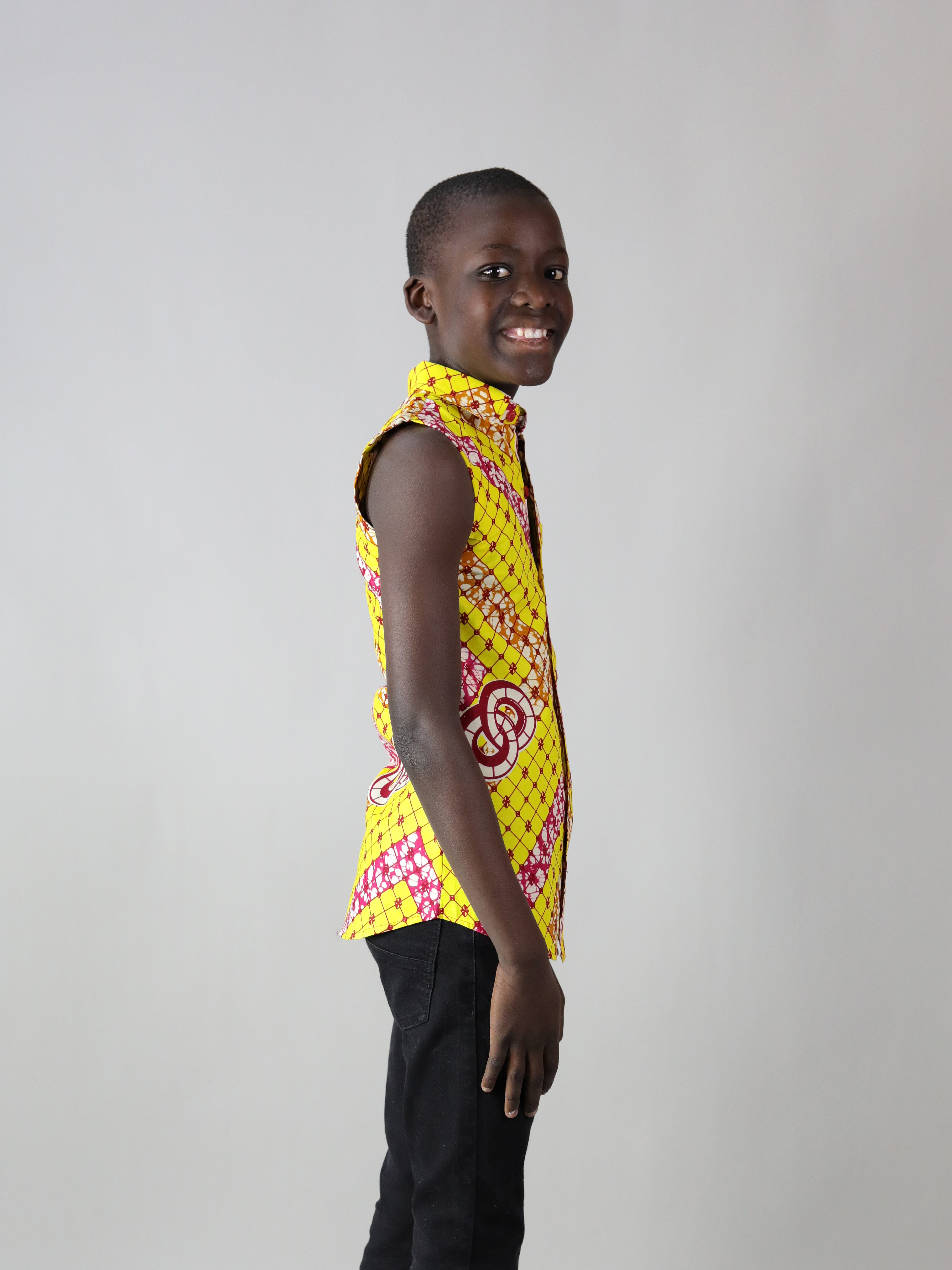 HOK AFRICAN PRINT BOYS SLEEVELESS SHIRT - Afreekline