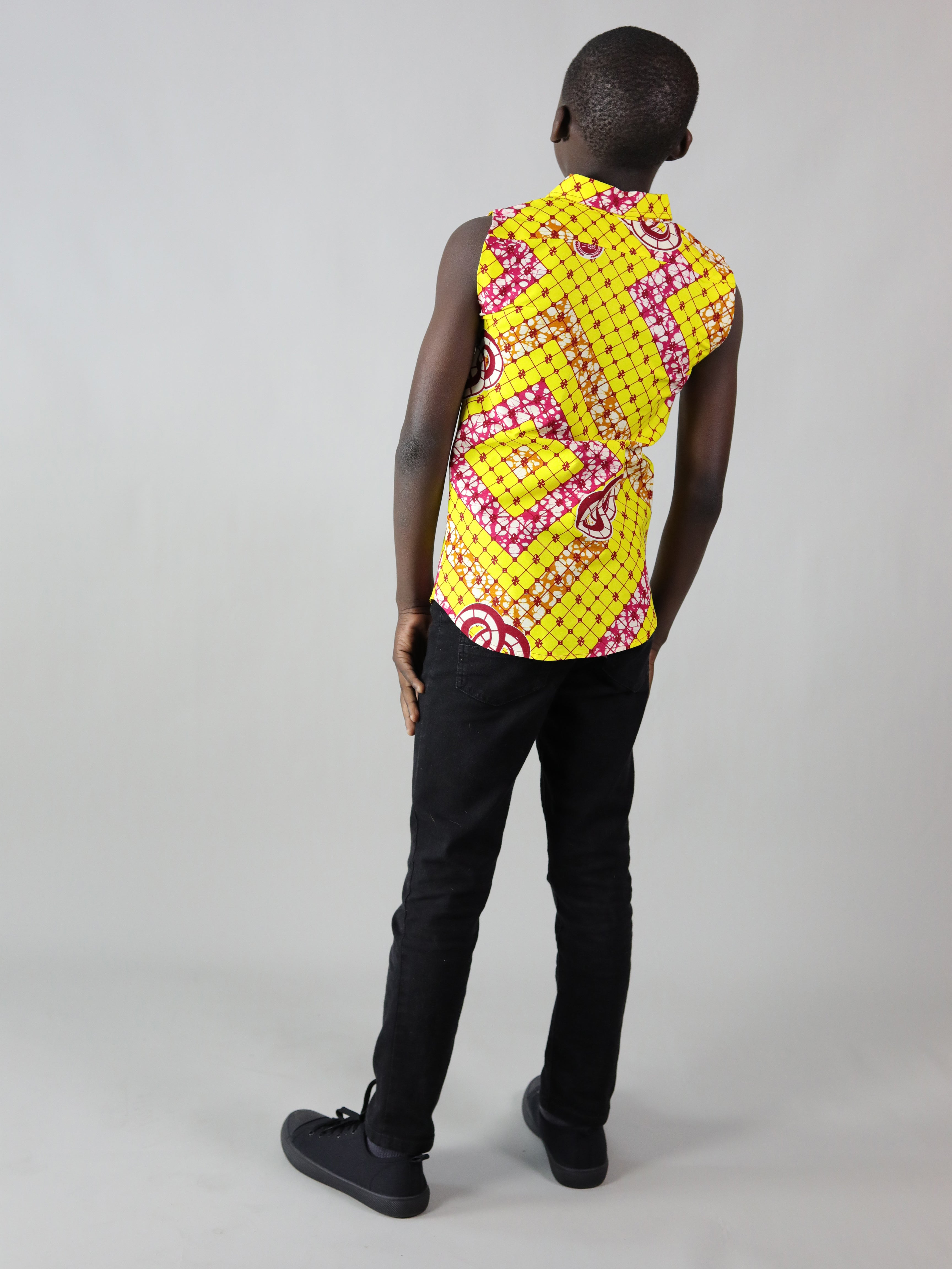 HOK AFRICAN PRINT BOYS SLEEVELESS SHIRT - Afreekline