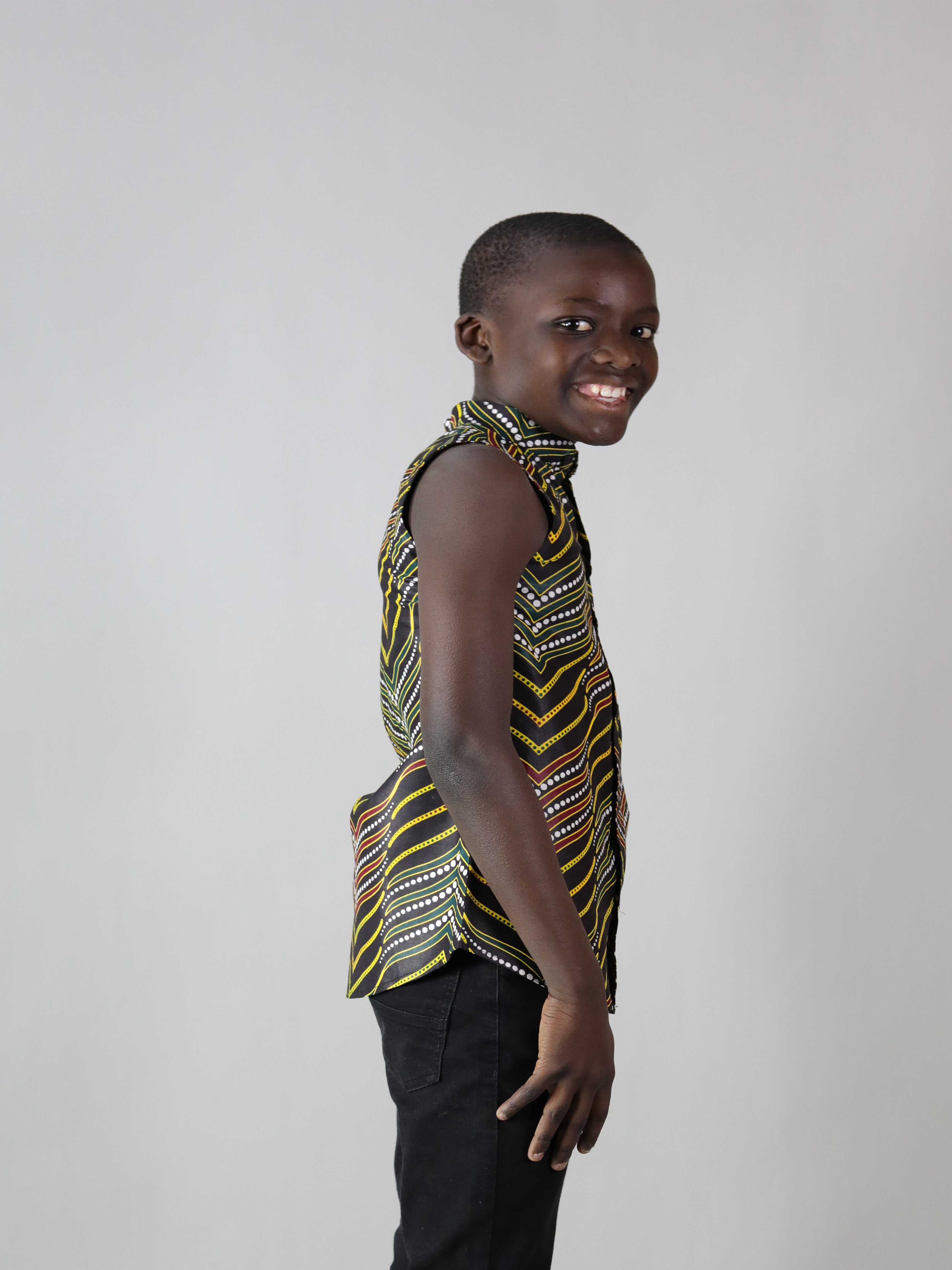 WENI AFRICAN PRINT BOYS SLEEVELESS SUMMER SHIRT - Afreekline