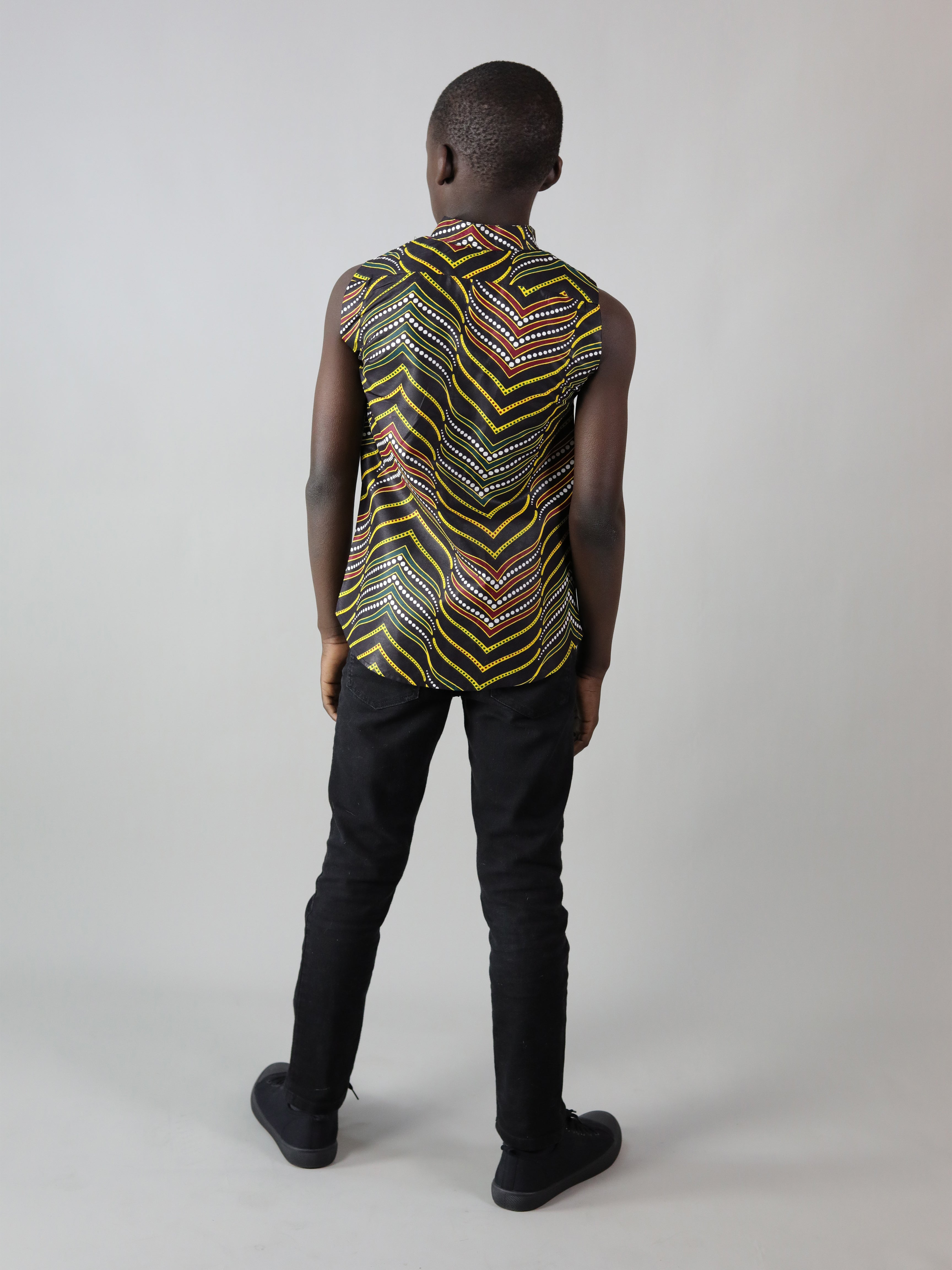 WENI AFRICAN PRINT BOYS SLEEVELESS SUMMER SHIRT - Afreekline