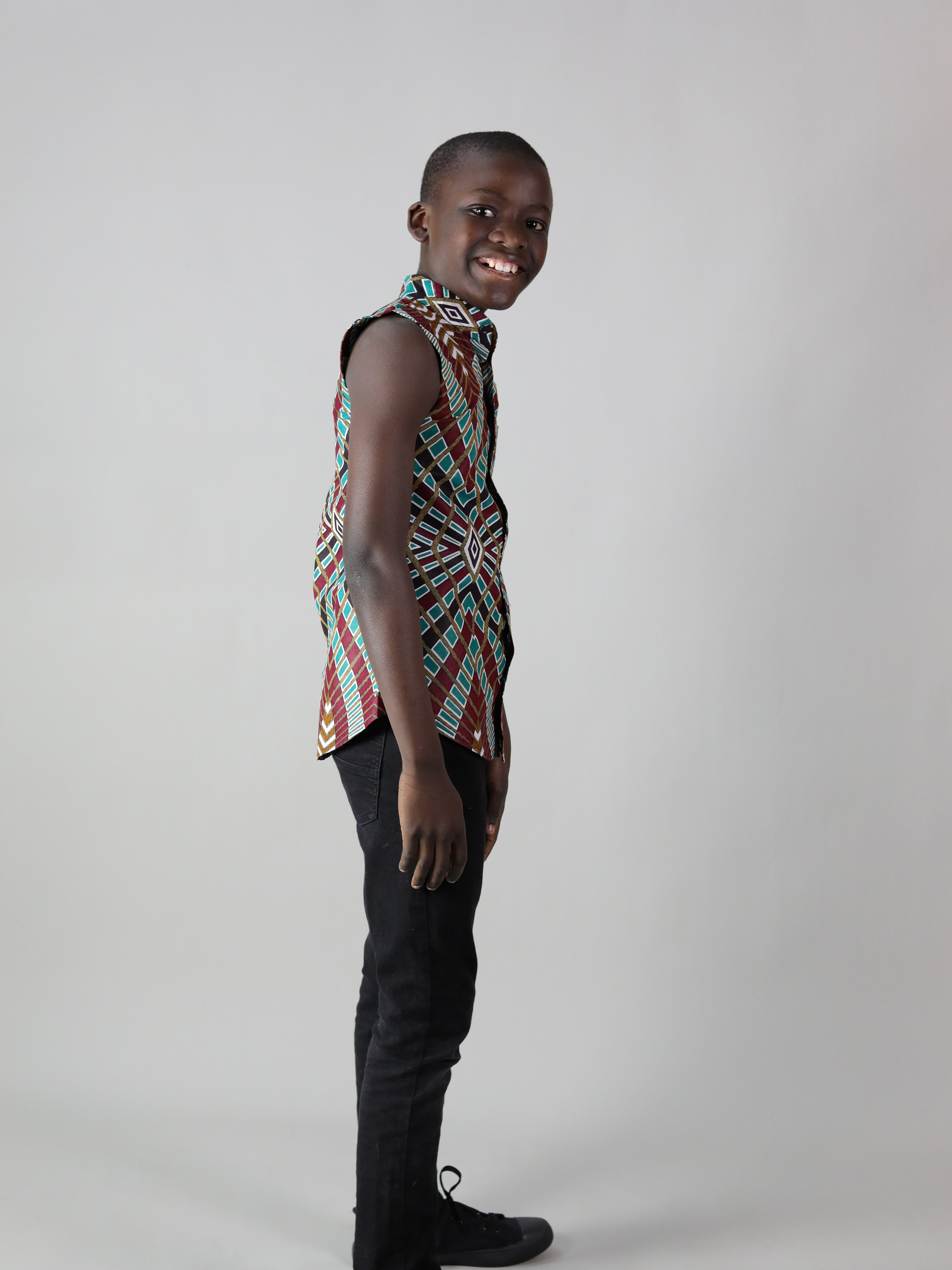 AFRICAN PRINT BOYS SLEEVELESS PRINT SHIRT - Afreekline