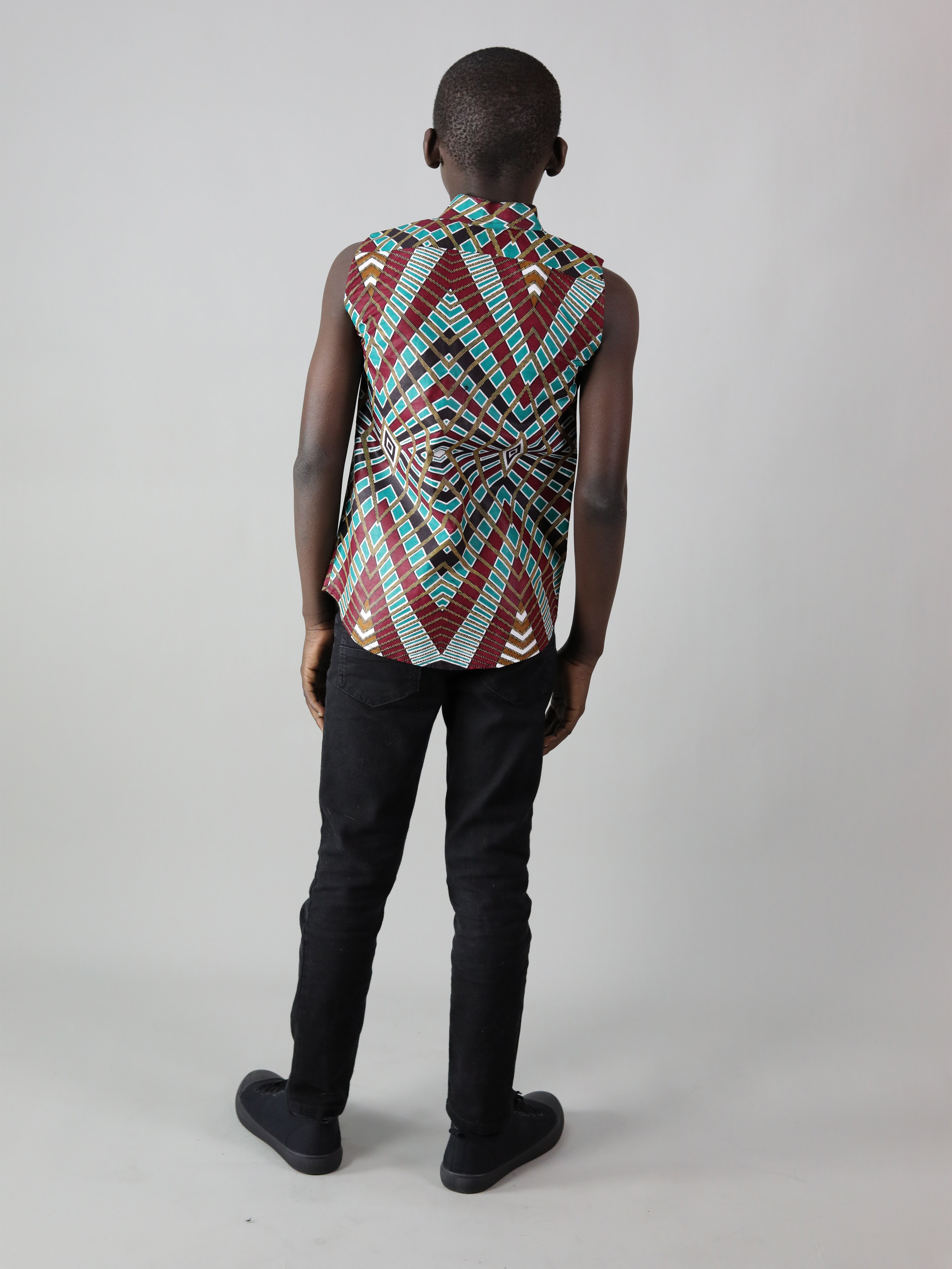 AFRICAN PRINT BOYS SLEEVELESS PRINT SHIRT - Afreekline